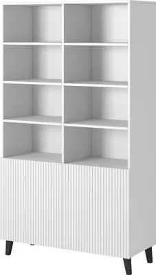 Produktbild von Furniture24 Regal Pafos Standregal Bücherregal 100 cm breit 2 Türen Weiß matt