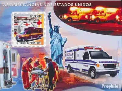 Produktbild von Briefmarken Sao Tome e Principe 2008 Mi Block 635 (kompl. Ausgabe) postfrisch Amerikanische Krankenwagen, Rotes Kreuz
