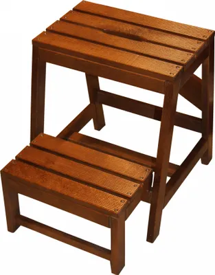 Produktbild von Tritt Hocker aus Buchenholz mit 2 Stufen, braun, B38 x T54 x H45 cm