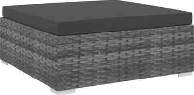 Image de vidaXL Tabouret modulaire 1 pc + coussins Poly rotin gris