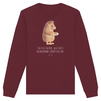 Produktbild von Mr. & Mrs. Panda Baumwoll Pullover Igel Kuchenstück Größe L - Burgundy - Geschenk, Kuchen, Torte, Pulli, Essen Spruch, Backen, Geburtstagskuchen, Lustige Sprüche, Bio
