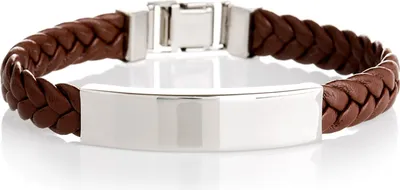 Produktbild von Karisma Immitat Leder Braun Armband Platte Hochglänzend Ideal Zum Eingravieren- Herrenschmuck - 19.0 Zentimeter