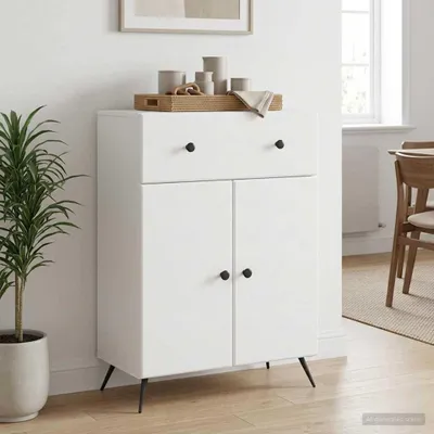 Zdjęcie produktu dla Komoda z szufladami vidaXL, biała, 66 x 34,5 x 90 cm, materiał drewnopochodny