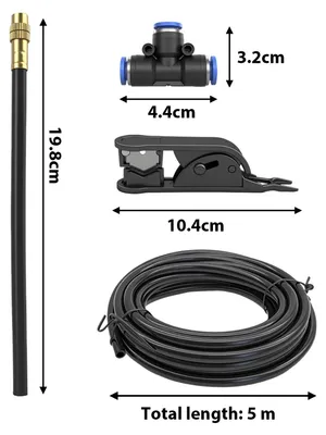 Produktbild von Bewässerungsset aus Messing - 360° Biegbar - 2 Bewässerungsmodi - Nebel und Strahl - 5 m Schlauch - Für Topfpflanzen und Balkon