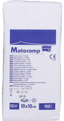 Produktbild von Matocomp Mullkompressen 10 x 10 cm unsteril 8 fach, 100 St KOM