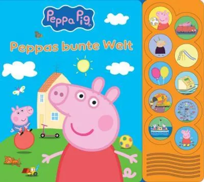 Obrázok produktu pre Peppa Pig - Peppas bunte Welt - Interaktives Pappbilderbuch mit 10 lustigen Geräuschen für Kinder ab 18 Monaten - Peppa Wutz
