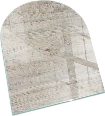 Produktbild von Helle Holztextur – Glasbodenplatte für – Kaminofen – Kaminplatte Glas – Schutzglas – Funkenschutzplatte –Glasbodenplatte Feuerfeste – Hitzeschutzplatte – Bodenschutz aus Glas – 80x70 cm
