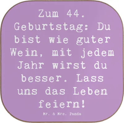 Produktbild von Mr. & Mrs. Panda Tischschoner Spruch 44. Geburtstag - Lavendeltraum - Geschenk, Meilenstein, Coaster, Geburtstagsgeschenk, Happy Birthday, unvergesslich, personalisiert