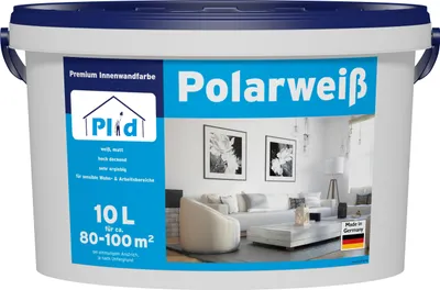 Produktbild von Farba ścienna Plid biała matowa 1L - na ok. 7m² / Polarna biała farba do wnętrz o wysokim stopniu krycia
