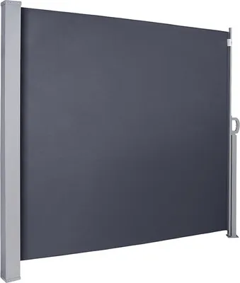 Produktbild von Fiqops Seitenmarkise Markisen Ausziehbar 160x300cm Alu Sichtschutz Windschutz Sonnenschutz Seitenrollo Grau