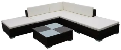 Obrázek produktu pro vidaXL 6dílná zahradní lounge souprava s polštáři Poly ratan hnědá
