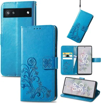 Produktbild von König Design Hülle kompatibel mit Google Pixel 6A Kunstleder Handyhülle - Handy Case Blau