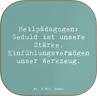 Produktbild von Mr. & Mrs. Panda Tischuntersetzer Spruch Heilpädagogin Geduld - Meeresbrise - Geschenk, Tassen Untersetzer, Engagement, berufliche Hingabe, für Gläser, Berufsgestaltung