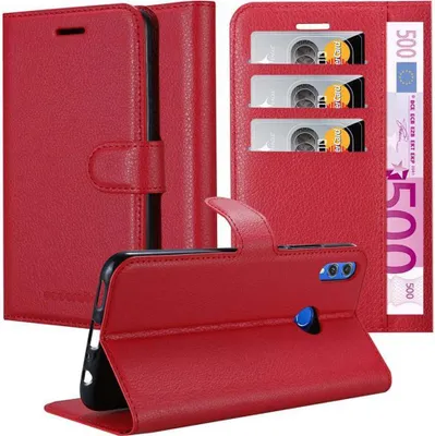 Obrázek produktu pro Cadorabo Case for Honor 8X Protective Case in Red Pouzdro na mobilní telefon s magnetickým zavíráním