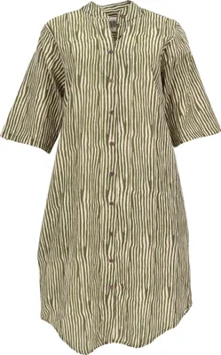 Produktbild von Boho Hemdkleid, Lange Gestreifte Tunika - Grün, Damen, Baumwolle, Größe: S