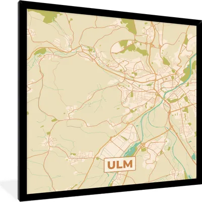 Produktbild von MuchoWow® Gerahmtes Poster Karte - Jahrgang - Ulm - Stadtplan 40x40 cm - Poster mit Schwarzem Bilderrahmen Wandposter Rahmen Foto Bilder - Mit Rahmen - Wanddekoration Schlafzimmer