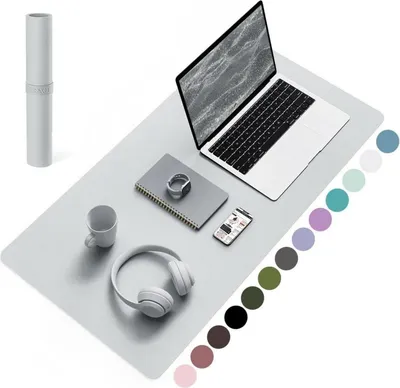 Image de Sous-mains Tapis de souris Cuir Daim 80x40cm Gris argenté