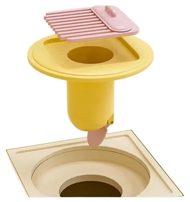 Productafbeelding van INF Kamhaarfilter anti-geur afvoerkern - Plastic magnetische afdekking, haarvanger zonder aanraking, anti-terugstroom Roze+geel