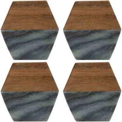 Obrázok produktu pre Sada 4 šesťhranných podložiek c.marble-wood.Ele / Typhoon