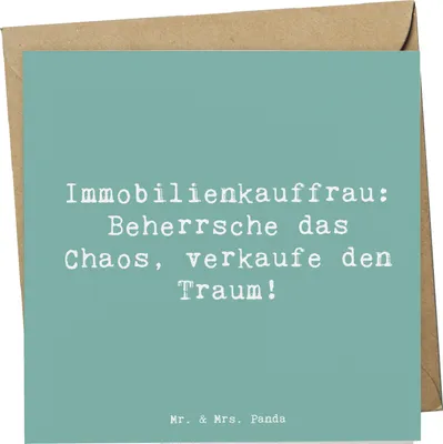 Produktbild von Mr. & Mrs. Panda Grußkarte Spruch Immobilienkauffrau - Meeresbrise - Geschenk, Verkauf, Immobilienbranche, Berufspassion, anlasskarte, handgefertigte Geschenke, faltkarte
