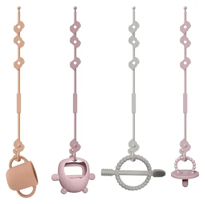 Productafbeelding van Siliconen fopspeenhouder, set van 4 stuks, roze, paars, wit, oranje, BPA-vrij