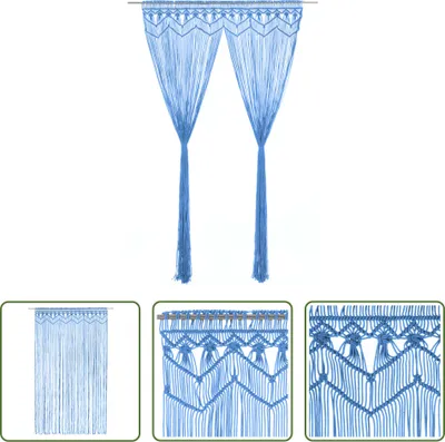 Immagine prodotto di The Living Store Tenda Macramè Blu 140x240 cm Cotone