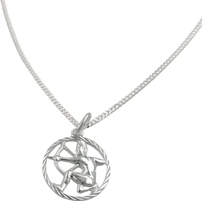 Produktbild von Anhänger Sternzeichen Schütze mit Kette 14mm Flachpanzer Silber 925 45cm silber 15mm