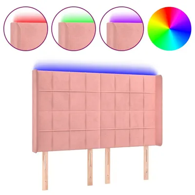 Produktbild von Möbel LED Kopfteil Rosa 147x16x118/128 cm Samt - Kopfteile CLORIS9235924