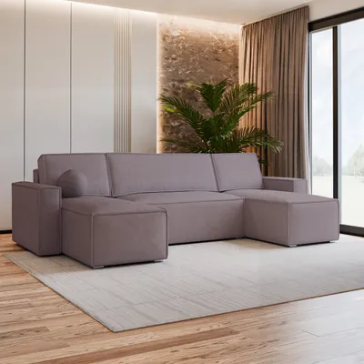 Produktbild von Masseno Ecksofa PESANO M mit Schlaffunktion U-Form, Sofa mit Bettkasten, Wohnzimmersofa, Couch, Soffa, Bettsofa, Couchgarnitur- Lila, MONOLITH 62