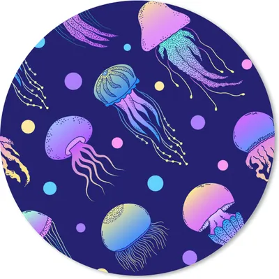 Produktbild von MuchoWow® Mauspad Mousepad Quallen - Neon - Muster - Regenbogen 20x20 cm - Mousepads - Maus Mat - Pad - Mausunterlage - Schreibtischmatte