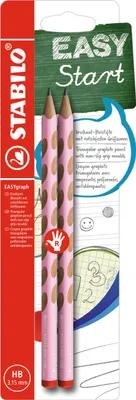 Produktbild von Ergonomischer Dreikant-Bleistift für Rechtshänder - STABILO EASYgraph in pastellpink- 2er Pack - Härtegrad HB