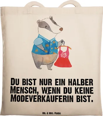 Produktbild von Mr. & Mrs. Panda Shopping Tasche Modeverkäuferin Herz - Transparent - Geschenk, Verkäuferin, Fashion Store, Beutel, umhängebeutel, Spruch, Witzig, Jutebeutel, Lustig