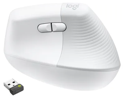 Produktbild von Logitech Lift for Business, rechts, Vertikale Ausführung, Optisch, RF Wireless + Bluetooth, 4000 DPI, Weiß