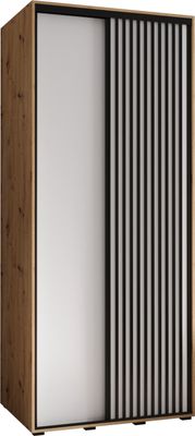 MEBLE KRYSPOL Lanko 1 Schrank mit 2 Schiebetüren  - 235,2x110x60 cm - Artisan Weiß Schwarz