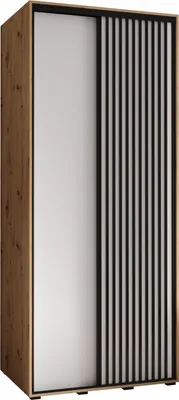 A wardrobe with sliding doors.