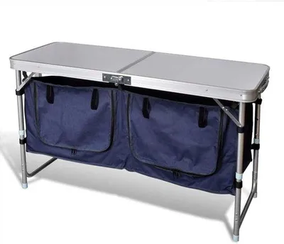 Productafbeelding van Campingkast Opvouwbaar - Outdoor Tafel - Kamperen en Reizen - Aluminium Frame - 120x47x68 cm - Grijs