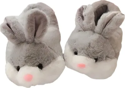 Produktbild von Yuchen Rabbit Men and Women Autumn and Winter Cartoon Indoor Plush Slippers, gray