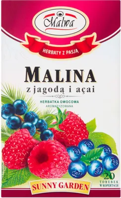 Zdjęcie produktu dla Malwa Sunny Garden Herbatka Owocowa Malina Z Jagodą I Açai 40 G (20 X 2 G)