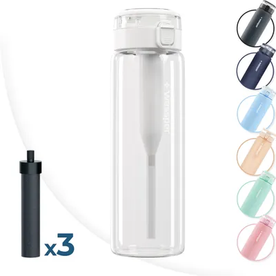 Produktbild von Wessper ActiveMax Clarti Glasfilterflasche 680ml Transparent + 3x Filterkartusche