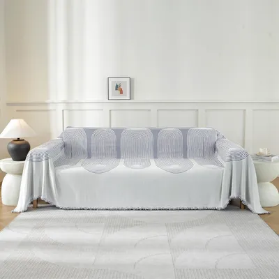 Produktbild von Sofa Überwurfdecke 1 Sitzer 180x230cm Chenille Hellgrau