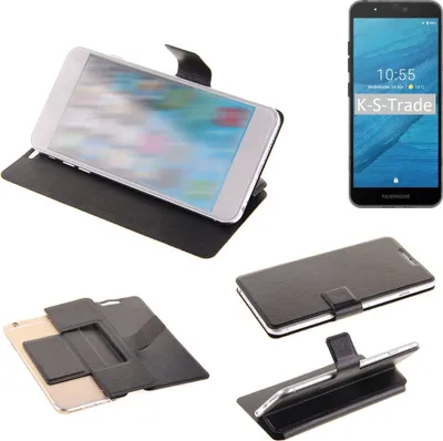 Produktbild von K-S-Trade Schutzhülle kompatibel mit Fairphone Fairphone 3 Schutzhülle Flip Cover Klapphülle Wallet Case Slim Handyhülle bookstyle schwarz