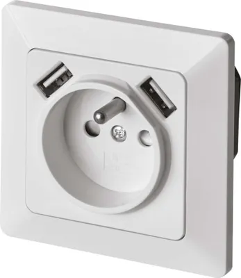 Zásuvka s USB 2,1A max., bílá