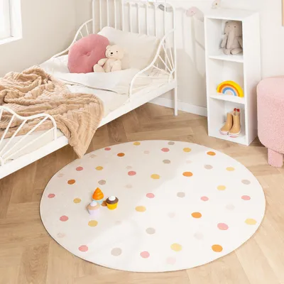 Produktbild von Volero - Waschbarer Kinderteppich Rund - Evi Confetti Bunt - Ø 140 cm - Kinderzimmer, Babyzimmer - Klassik