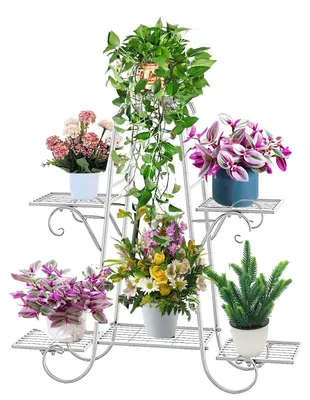 Image de Support à plantes à 6 niveaux - Élégant support en métal pour plantes, idéal pour l'intérieur et l'extérieur