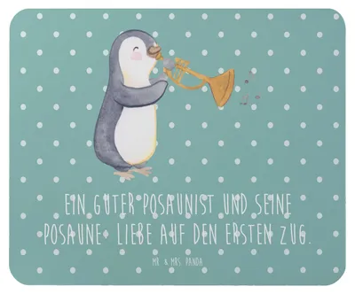 Produktbild von Mr. & Mrs. Panda Mouse Pad Posaune Liebe - Meeresbrise - Geschenk, mausteppich, mauspad laptop, Lernen, Instrument, Musikerwitz, Musikinstrument, Musiker, Jazz, Musik