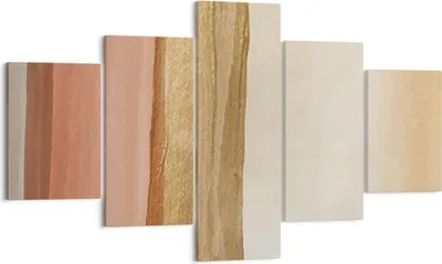 Produktbild von Bild auf Leinwand - Leinwandbild - 5 Teile - Gold Abstraktion Linien - 125x70cm - Wand Bild - Wanddeko - Wandbilder - Leinwanddruck - Bilder - Wanddekoration - Leinwand bilder - EA125x70-4739