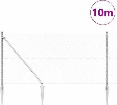 Productafbeelding van vidaXL Gaashek met stekels, 10 x 1 meter, verzinkt staal, zilver