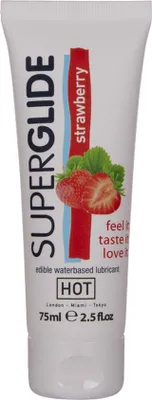 Zdjęcie produktu dla Hot - Superglide Lubrykant Jadalny Na Bazie Wody Truskawkowy 75 Ml