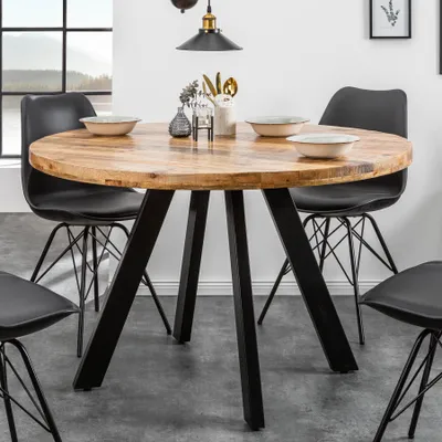 Produktbild von riess-ambiente Massiver Esstisch IRON CRAFT 120cm rund natur Mangoholz Esszimmertisch Tisch Küchentisch