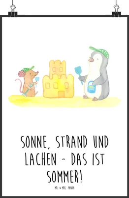 Produktbild von Mr. & Mrs. Panda Bild Sommerfreude DIN A1 - Weiß - Geschenk, Sommerprodukte, drucke, Summer Feelings, Sommer, Inspiration, Wanddekoration, Herbst, Vibes, Wandbild, Strand